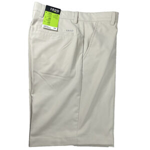 IZOD Golf Shorts Mens Size 34 Beige Chino Golf Casual Flat Front 9" Insm UPF-50